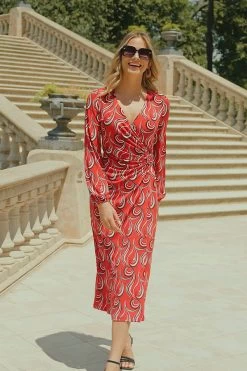 Red Geometric Print Hoop Detail Jersey Wrap Dress 13 Red Geometric Print Hoop Detail Jersey Wrap Dress -Trendora Shop 016b0539dd6a475052cbfc417207a5bf6a4483a4