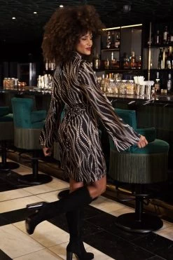 Black Geometric Spot Fluted Sleeve Shift Dress 13 Black Geometric Spot Fluted Sleeve Shift Dress -Trendora Shop 0383660e30b6b73a640a3921ab93915cc694abb6