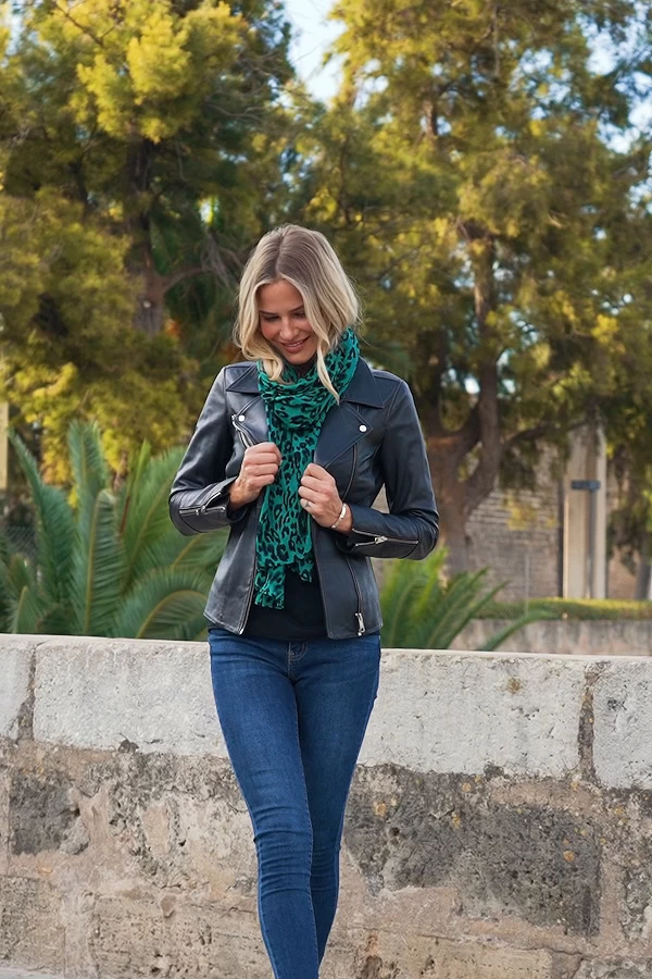 Green & Black Animal Print Scarf 3 Green & Black Animal Print Scarf - Image 3