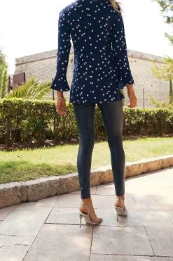 Navy Blue Leather Look Premium Leggings -Trendora Shop 051219b7bb3611efa9e9d18d1bc5de7e115e6b72