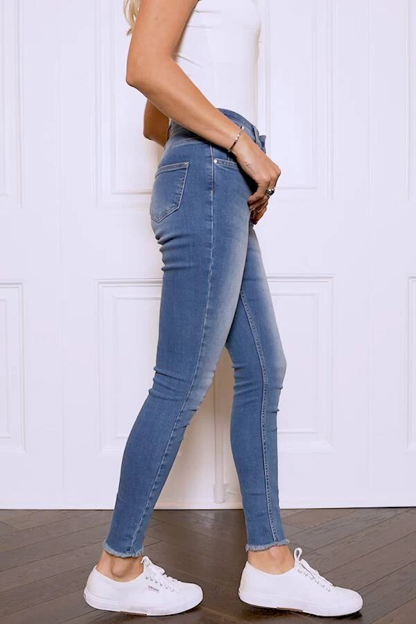 Mid Blue Raw Hem Perfect Skinny Jeans 7 Mid Blue Raw Hem Perfect Skinny Jeans - Image 7