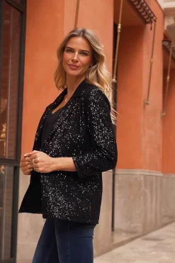 Black Sequin Relaxed Fit Blazer -Trendora Shop 1efbc4470a76231d3dac5113479e43a52dd989b5