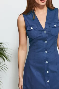 Indigo Blue Button Front Sleeveless Denim Dress -Trendora Shop 2020 03 18 sosandar ecom shot 44 s20ddo50dm001w 38086