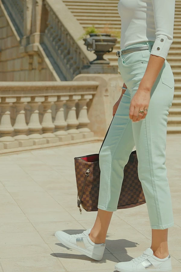 Mint Green Cropped Straight Leg Jeans 6 Mint Green Cropped Straight Leg Jeans - Image 6