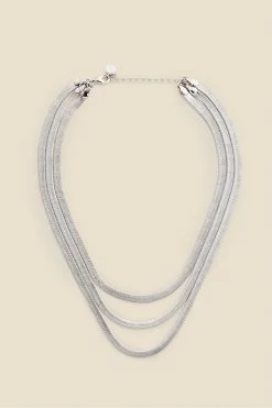 Silver Triple Row Slinky Layered Necklace