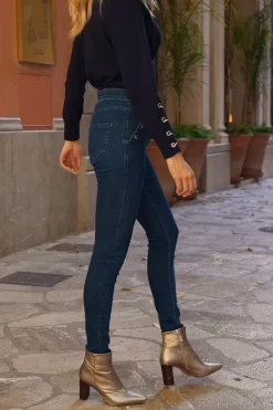 Indigo Blue Button Pocket Skinny Jeans -Trendora Shop 2ce42c00b4749500db9c0e11f56b61b39b9650b3