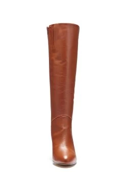 Blake Tan Leather Knee High Boots -Trendora Shop 2ed85125959ad734d7333cee682eb86792899b9a 1