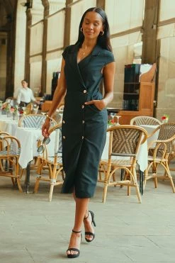 Black Double Breasted Pencil Dress -Trendora Shop 34123996fed412be63b590c885e1de2bf6c7d0fa