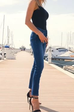 Dark Indigo Super Stretch Slim Leg Jeans -Trendora Shop 44cb59be6c02898325b4cd821149c0c18d9315f1