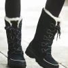 Sorel Black Fleece Lined Lace Up Mid Hiker Boot