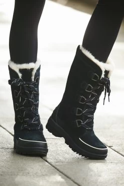 Sorel Black Fleece Lined Lace Up Mid Hiker Boot