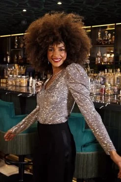 Silver Luxe Sequin Gathered Sleeve Top 11 Silver Luxe Sequin Gathered Sleeve Top -Trendora Shop 56a669e5bb89d38816a45c657fd3a5c17f0373ce