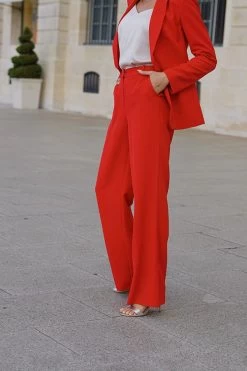 Red High Waisted Wide Leg Trousers -Trendora Shop 57e9ef13ea7fdece4ae071fc4e6053b116d4e7c4