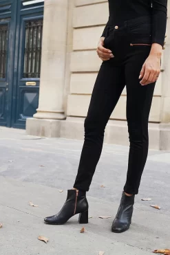 Black Rose Gold Zip Detail Skinny Biker Jeans -Trendora Shop 5b0dc2647331675987e03293b317a700a30ea0a6