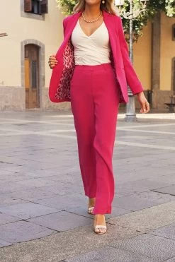 Hot Pink High Waisted Wide Leg Trousers -Trendora Shop 5d915354e2f3b7a6d7740bb2ce001cbf53afea38