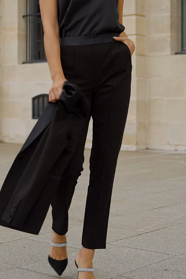 Black Satin Waistband Tuxedo Trousers 9 Black Satin Waistband Tuxedo Trousers - Image 9