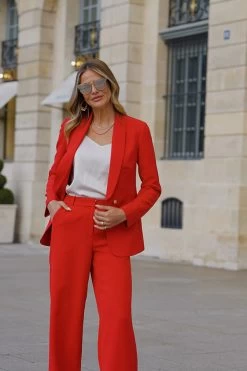 Red Shawl Collar Blazer -Trendora Shop 74cf348e72ad8410c6f71fb23233c3a11054941f