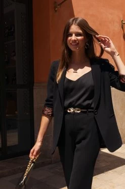 Black Leopard Print Lining Blazer -Trendora Shop 80318d587b785f4d64422fd9f000684e4f511406 1