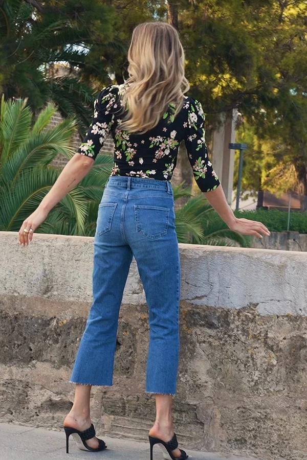 Mid Blue Cropped Kick Flare Jeans 5 Mid Blue Cropped Kick Flare Jeans - Image 5