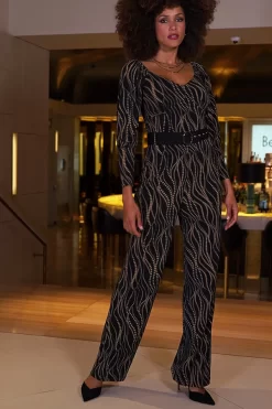 Brown & Black Geometric Print Wide Leg Jumpsuit With Belt 13 Brown & Black Geometric Print Wide Leg Jumpsuit With Belt -Trendora Shop 85d1139a50a6af204f0c739baf096cad1626f5de