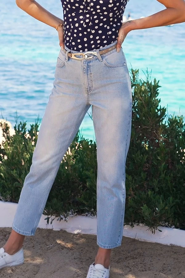 Light Wash Blue Straight Leg Jeans 6 Light Wash Blue Straight Leg Jeans - Image 6