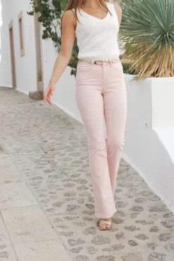 Soft Pink Kick Flare Jeans -Trendora Shop 8f3913f3c858365db71c2f1aa345fbccfde6d984