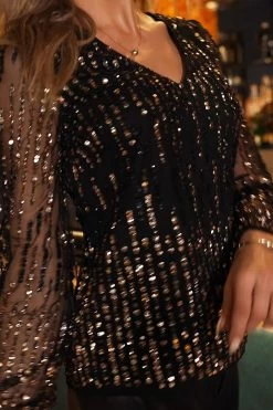 Black & Gold Luxe Embellished Blouse 15 Black & Gold Luxe Embellished Blouse -Trendora Shop 902d0e3698e721cbed647d7a870ba97d81bc902d
