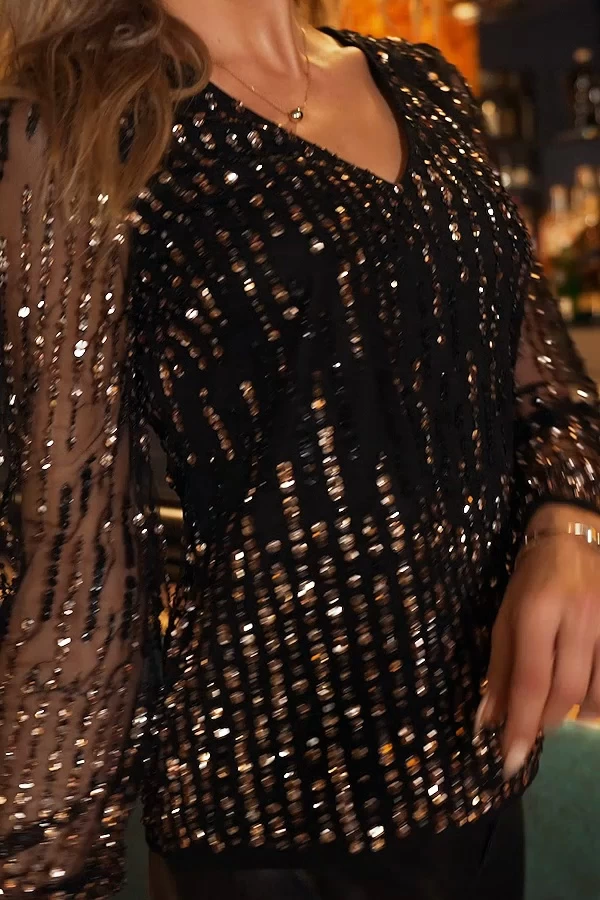 Black & Gold Luxe Embellished Blouse 8 Black & Gold Luxe Embellished Blouse - Image 8