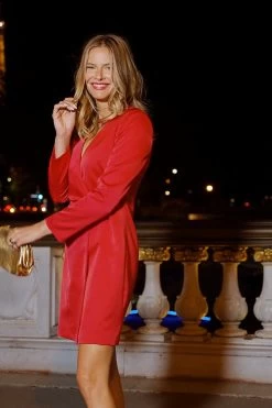 Red Satin Buckle Detail Wrap Front Blazer Dress -Trendora Shop 9386d1a55bcf1297e9554f24e15bc999e00cdcd9