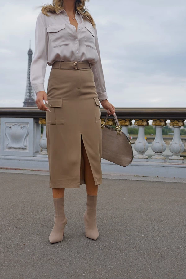 Camel Pocket Detail Utility Midi Skirt 5 Camel Pocket Detail Utility Midi Skirt - Image 5