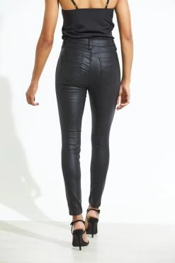 Black Textured Coated Skinny Jean -Trendora Shop a20bd020 56923