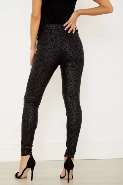 Black Textured Leopard Print Coated Skinny Jeans -Trendora Shop a20bd021 11