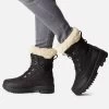 Sorel Black Leather Shearling Collar Hiker Boot