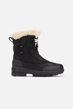 Sorel Black Leather Shearling Collar Hiker Boot -Trendora Shop a21fw009bk0001 3