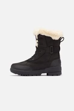 Sorel Black Leather Shearling Collar Hiker Boot -Trendora Shop a21fw009bk0001 5