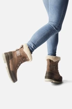 Sorel Taupe Leather Shearling Collar Hiker Boot