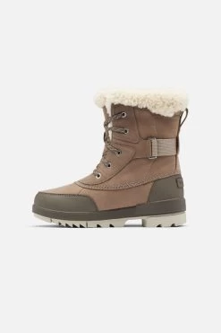 Sorel Taupe Leather Shearling Collar Hiker Boot -Trendora Shop a21fw009bn0003 5