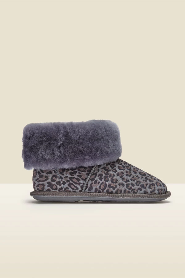 Just Sheepskin Grey Animal Print Suede Slipper Booties 3 Just Sheepskin Grey Animal Print Suede Slipper Booties - Image 3