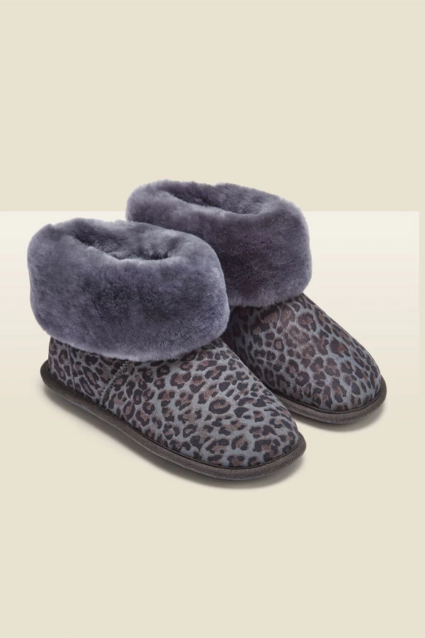 Just Sheepskin Grey Animal Print Suede Slipper Booties 2 Just Sheepskin Grey Animal Print Suede Slipper Booties - Image 2