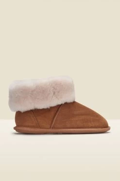 Just Sheepskin Tan Suede Slipper Booties -Trendora Shop a21fw035bn0004
