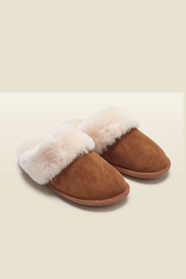 Just Sheepskin Tan Suede Mule Slippers 2 Just Sheepskin Tan Suede Mule Slippers - Image 2