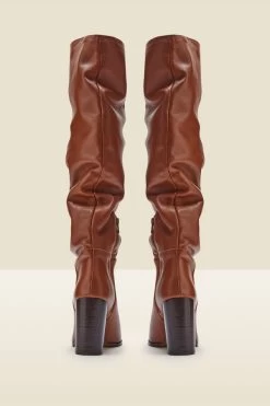 Sienna Tan Leather Slouch Knee High Boot 5 Sienna Tan Leather Slouch Knee High Boot -Trendora Shop a21fw051bn0004 2