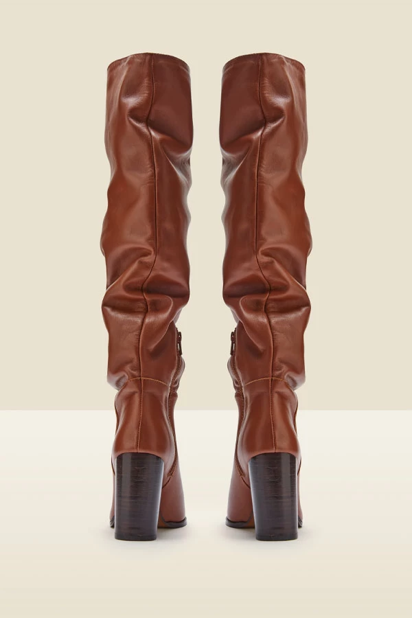 Sienna Tan Leather Slouch Knee High Boot 3 Sienna Tan Leather Slouch Knee High Boot - Image 3