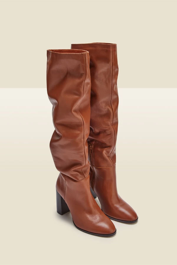 Sienna Tan Leather Slouch Knee High Boot 2 Sienna Tan Leather Slouch Knee High Boot - Image 2