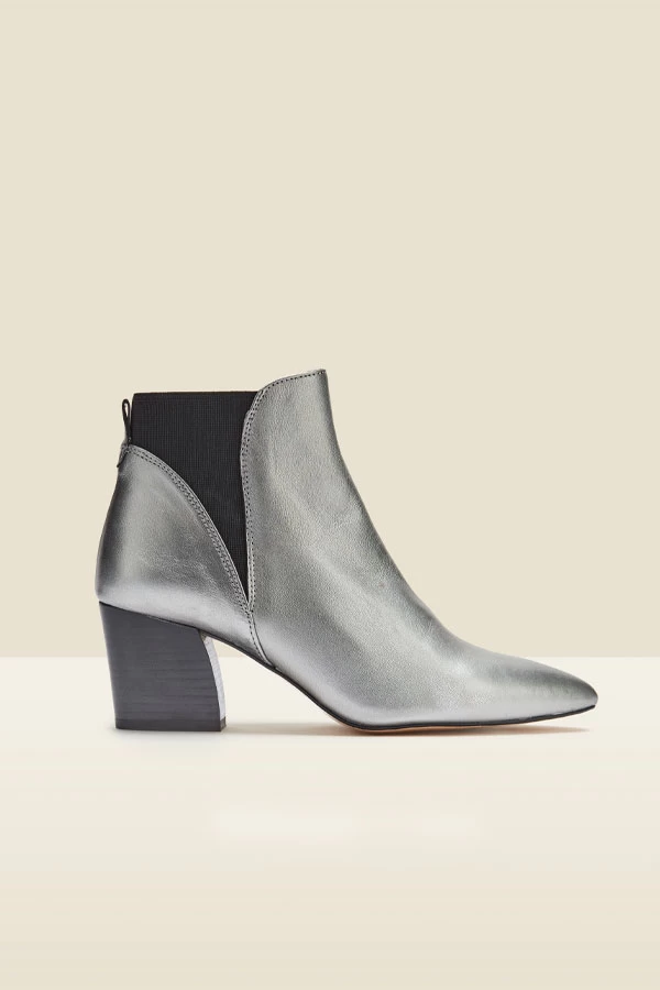Silver Leather Mid Heel Chelsea Boot 2 Silver Leather Mid Heel Chelsea Boot - Image 2