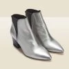 Silver Leather Mid Heel Chelsea Boot