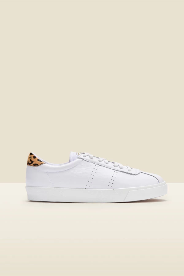 White Superga 2843 Leopard Print Panel Trainers 2 White Superga 2843 Leopard Print Panel Trainers - Image 2