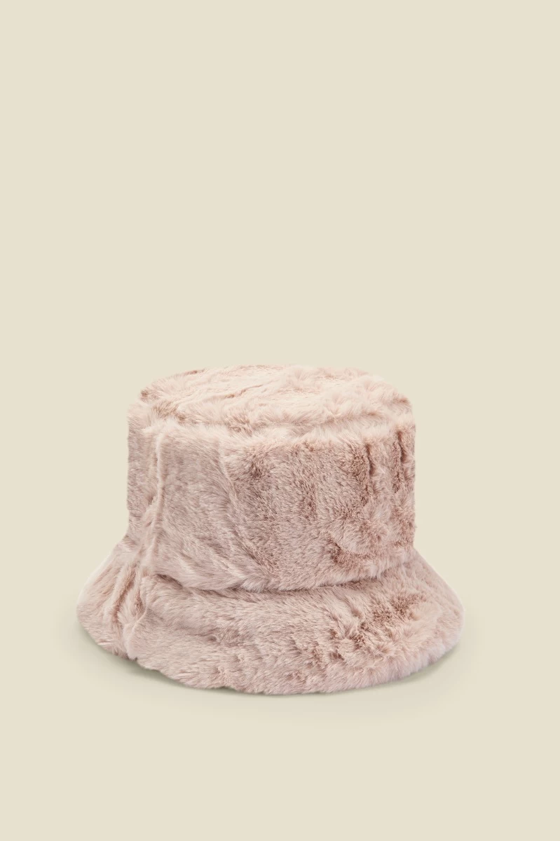 Taupe Faux Fur Bucket Hat 1 Taupe Faux Fur Bucket Hat