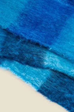 Blue Check Print Chunky Knit Scarf -Trendora Shop a22ac051be0027 c