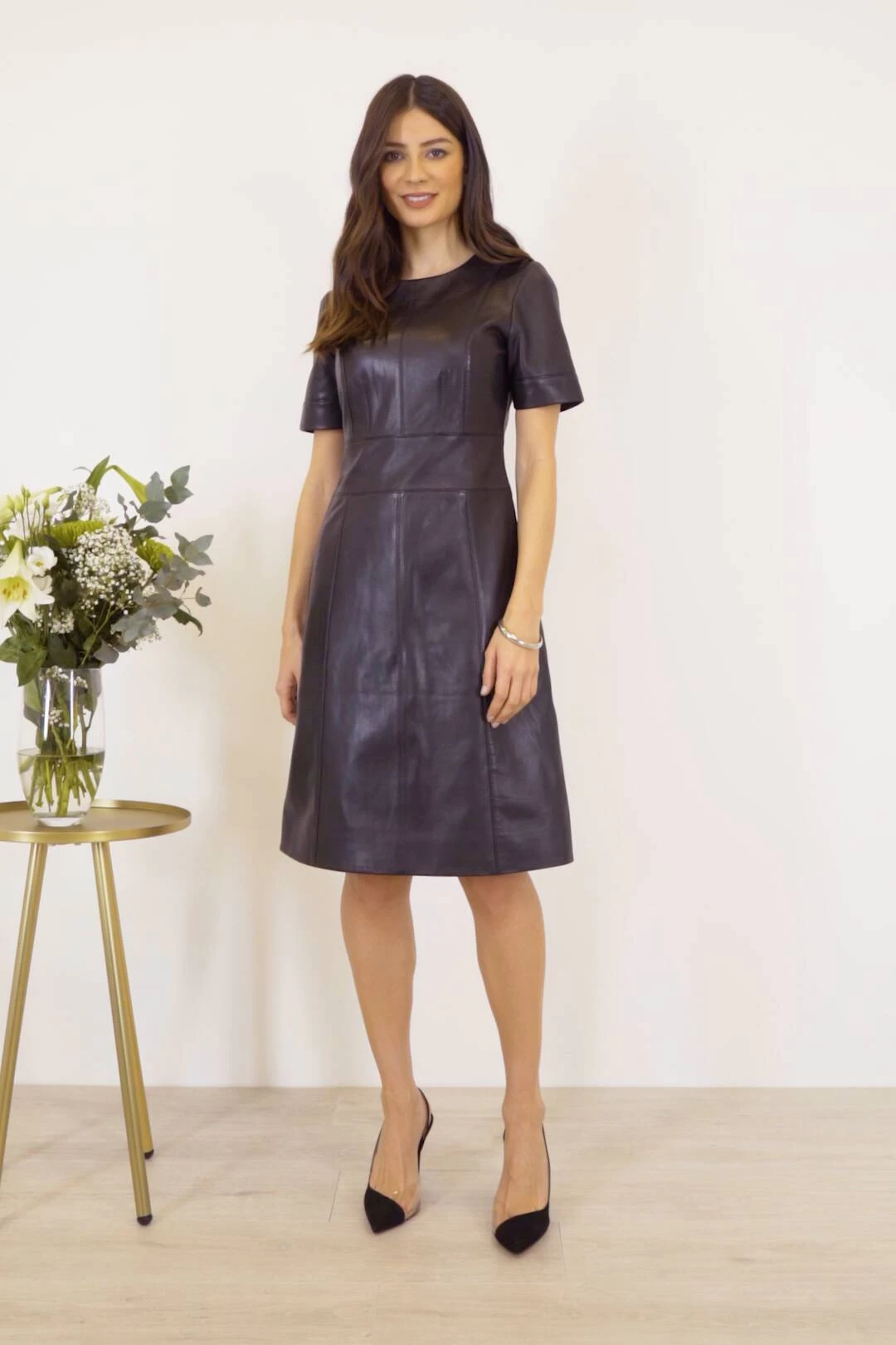 Black Leather Panelled Shift Dress 8 Black Leather Panelled Shift Dress - Image 8